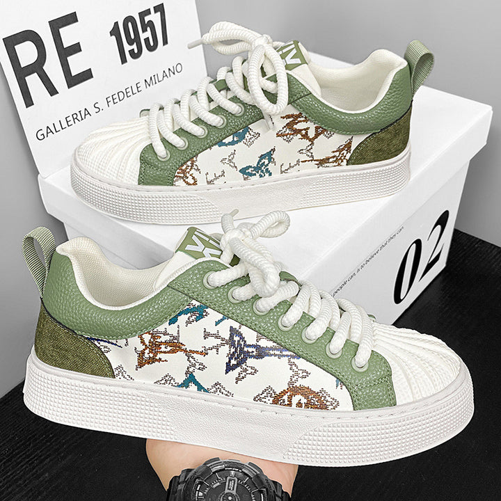 Damen Low-Top Sneaker mit besticktem Schmetterlingsmuster und strukturierter Zehenkappe Echoarchiv