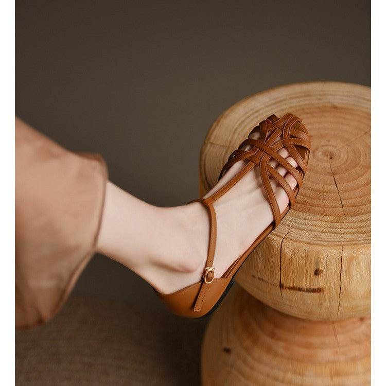Damen elegante Flachsandalen mit verstellbarem Riemen und modischem Schnitt Echoarchiv