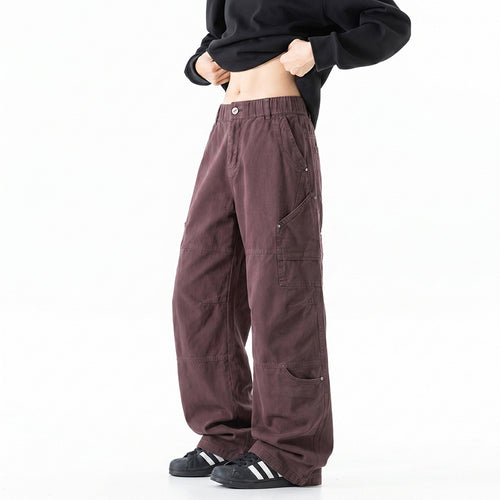 Damen Weite Utility-Cargo-Hose mit elastischem Bund, Multifunktionstaschen und Workwear-Details Echo Archiv