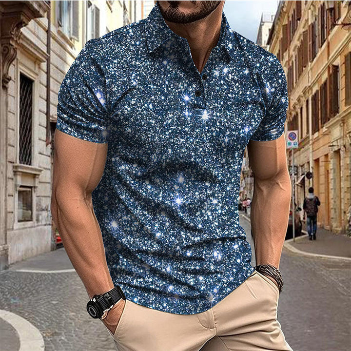 Herren Kurzarm Hemd mit funkelndem Glitzer-Design Echoarchiv