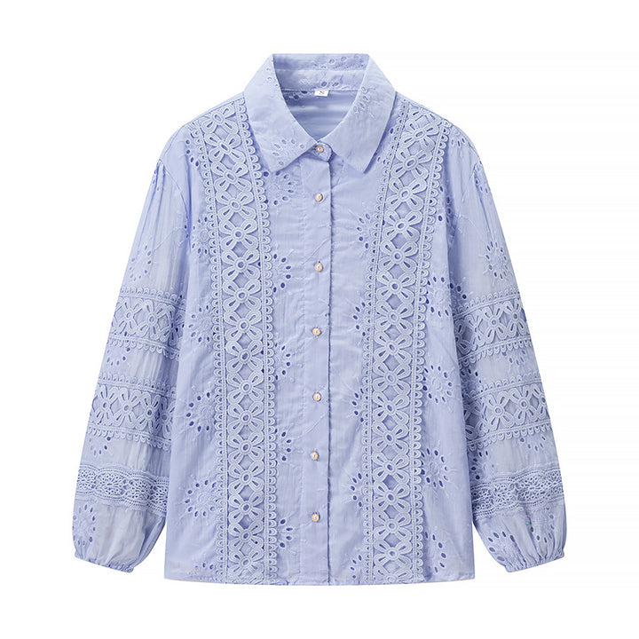 Damen Zweiteiliges Broderie-Anglaise-Set mit Hemdbluse und gestuftem Midirock Echo Archiv