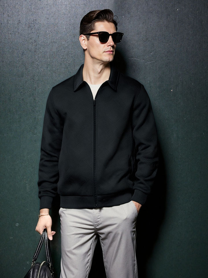 Herren sportliche Jacke mit strukturiertem Design und modernem Kragen Echoarchiv