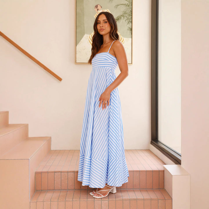 Damen Maxikleid mit schmalen Trägern und asymmetrischem Rock Echo Archiv