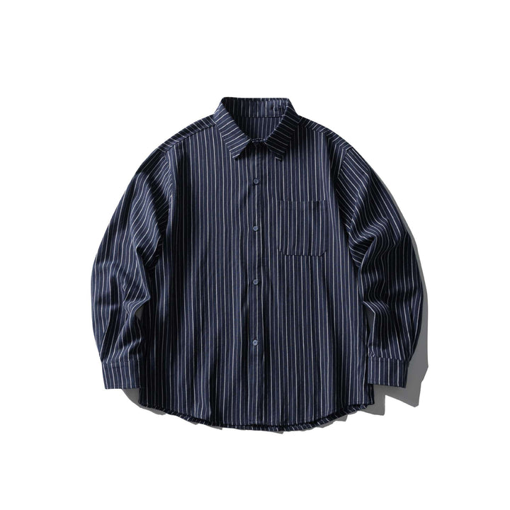 Unisex Oversize Longline-Hemd mit Nadelstreifen und Brusttasche Echoarchiv