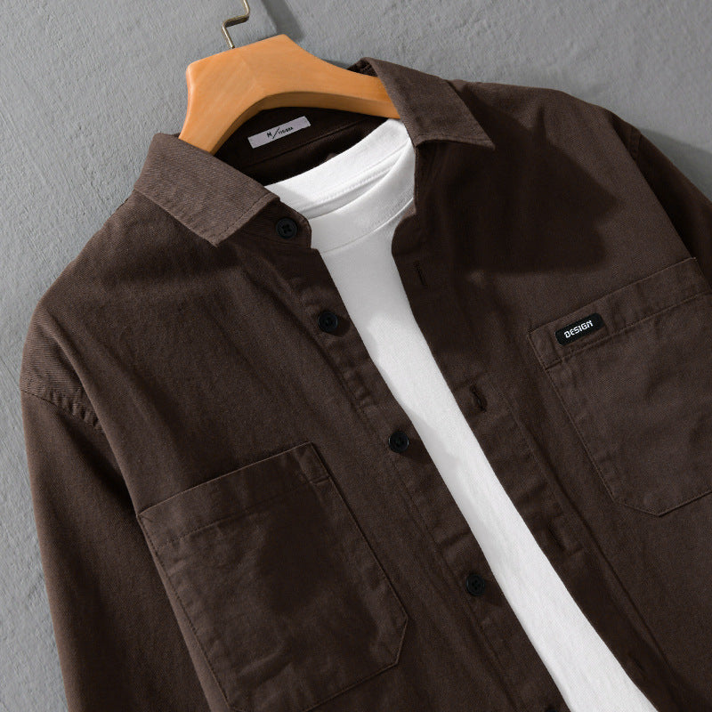 Herren Baumwoll-Overshirt im Hemdjackenstil mit aufgesetzten Brusttaschen und relaxed Fit Echoarchiv