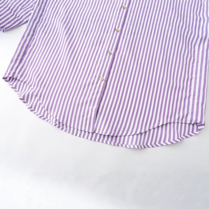 Damen Oversize-Hemdbluse mit kontrastierendem Kentkragen und gerundetem Saum Echo Archiv
