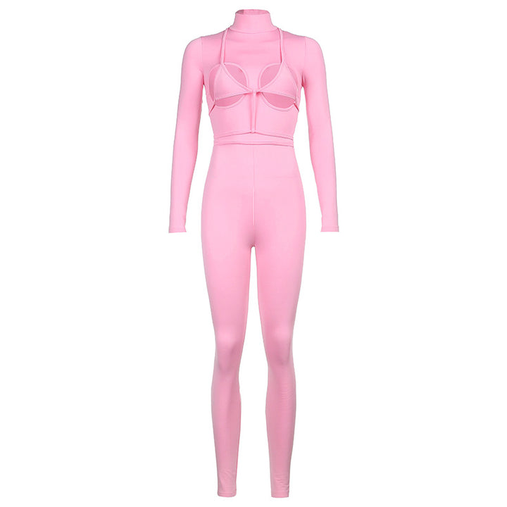 Damen modisches Sport-Set mit High-Neck-Oberteil und Figurbetonter Hose Echo Archiv