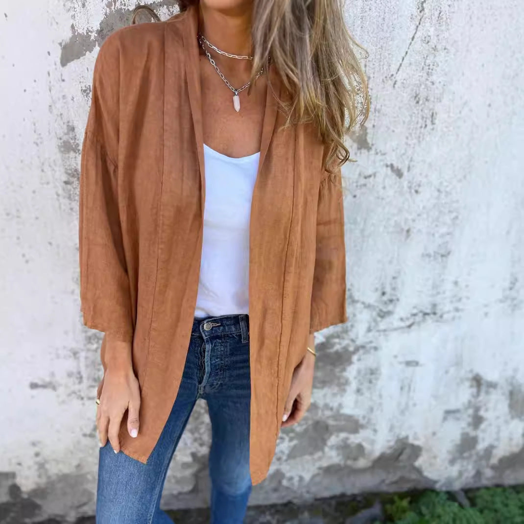 Damen lässige Sommerjacke aus leichtem Leinen Echoarchiv