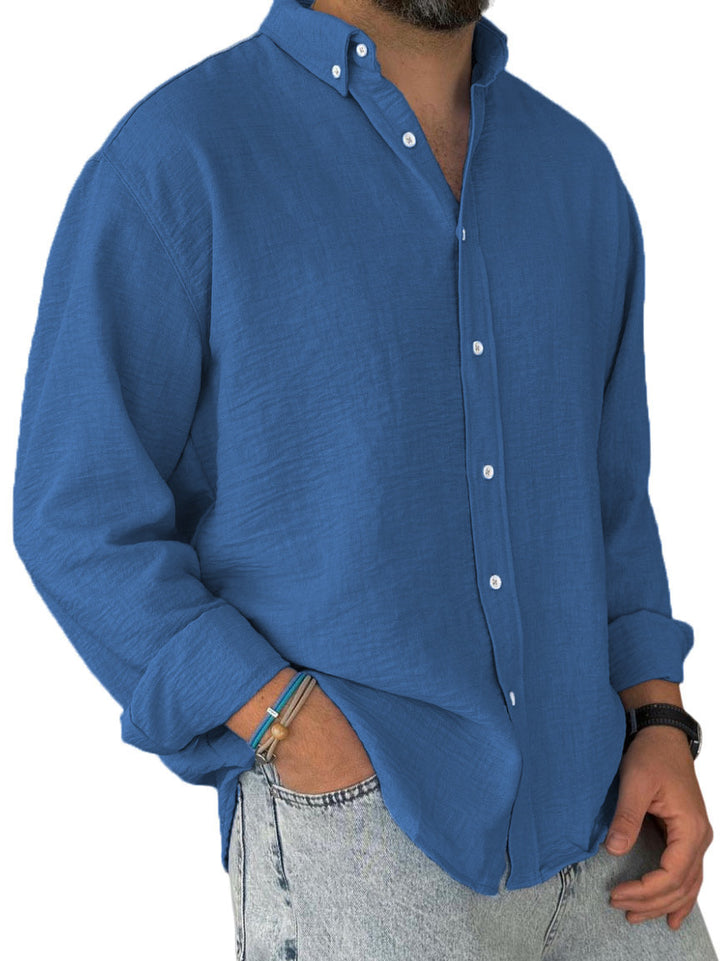 Herren nan leichtes Baumwoll-Leinen-Hemd mit Button-Down-Kragen und entspannter Relaxed-Fit Echo Archiv