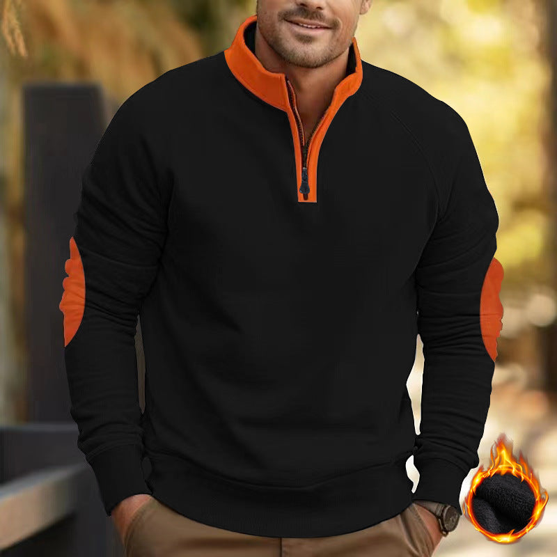 Herren Fleece-Pullover mit Reißverschluss und kontrastierenden Ärmeln Echoarchiv
