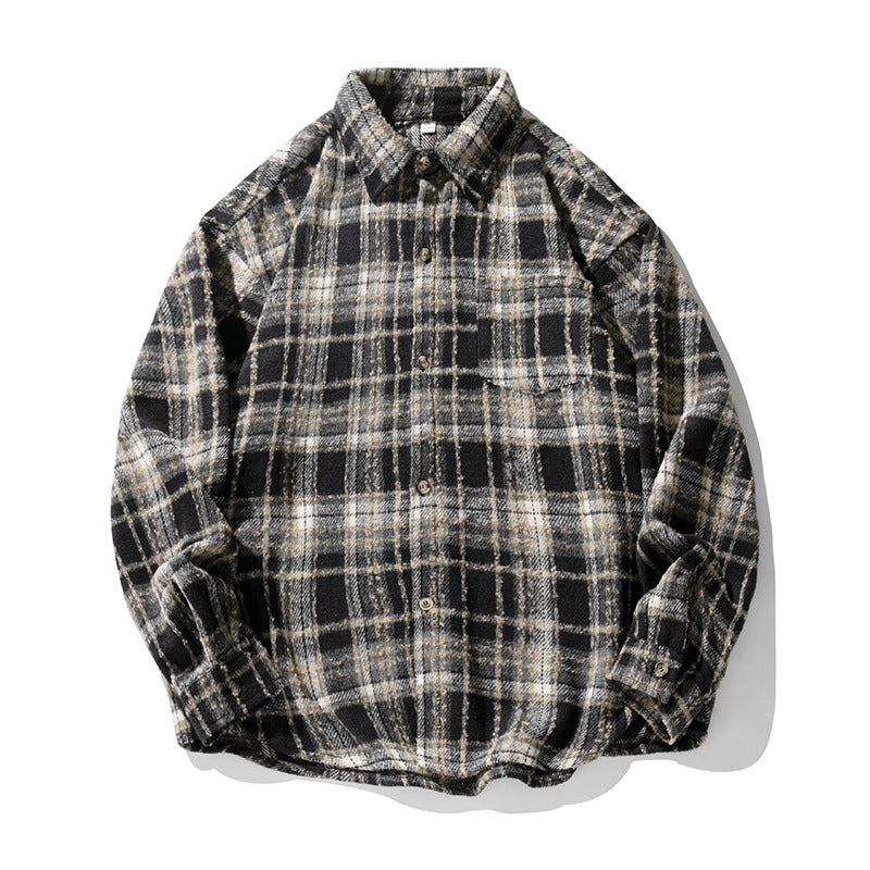 Unisex Overshirt im Wollfleece-Karomuster mit kastigem Schnitt und aufgesetzter Brusttasche Echo Archiv