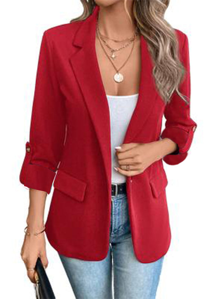 Damen eleganter Blazer mit gestreiftem Futter und stilvollen Taschen Echo Archiv