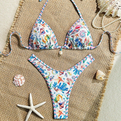 Damen Triangel-Bikini mit maritimem Muster und stylischen Details Echo Archiv
