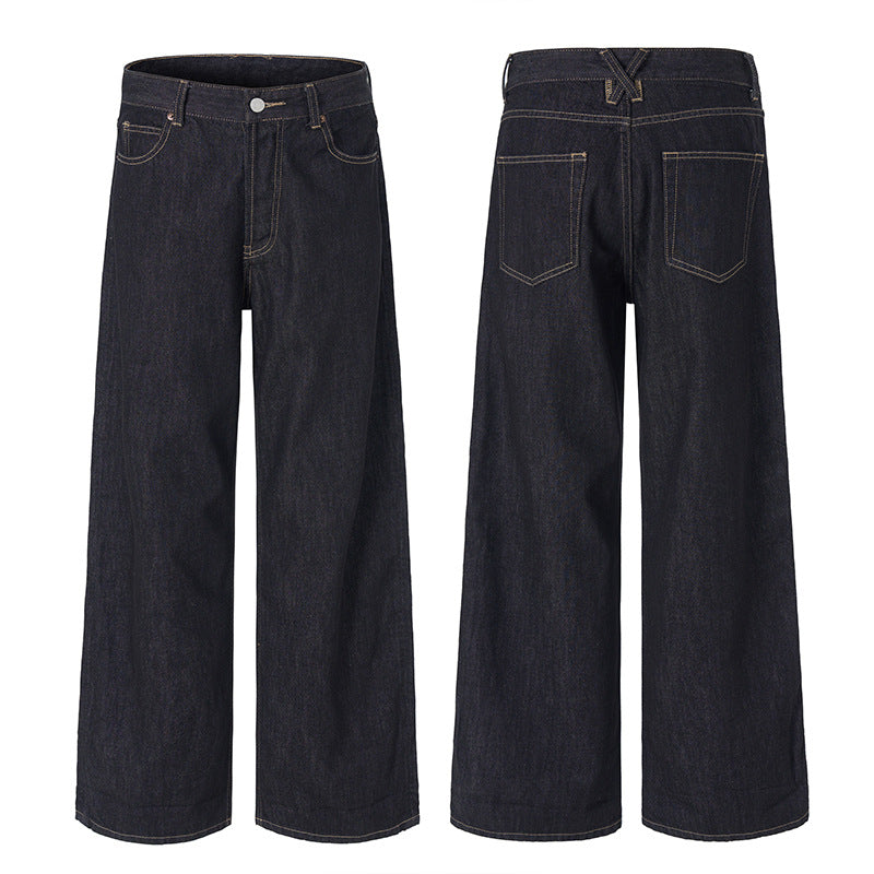 Herren Weite gerade geschnittene Selvedge-Denimhose mit Umschlag Echo Archiv