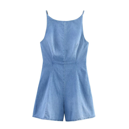 Damen Denim Jumpsuit mit schmalem Schnitt und verstellbaren Trägern Echo Archiv