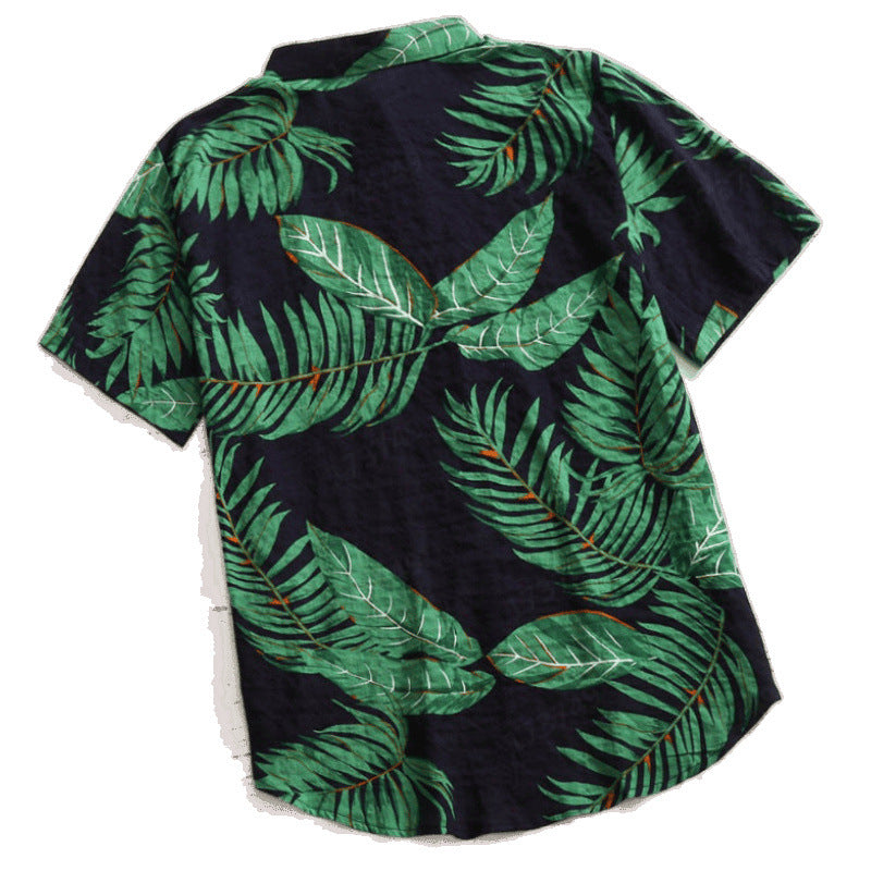 Herren Tropical Leaf Print Freizeitshirt Echoarchiv
