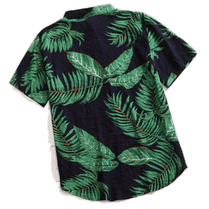 Herren Tropical Leaf Print Freizeitshirt Echoarchiv