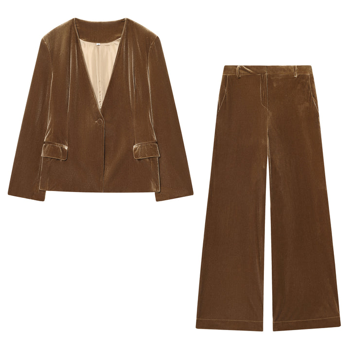 Damen nan weite Samthose mit hoher Taille, Bügelfalte und Eingrifftaschen Echo Archiv