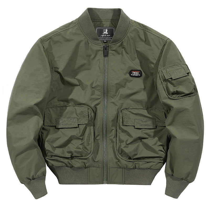 Herren leichter Nylon-Bomber im Utility-Look mit Mehrfachtaschen und Rippbündchen Echoarchiv