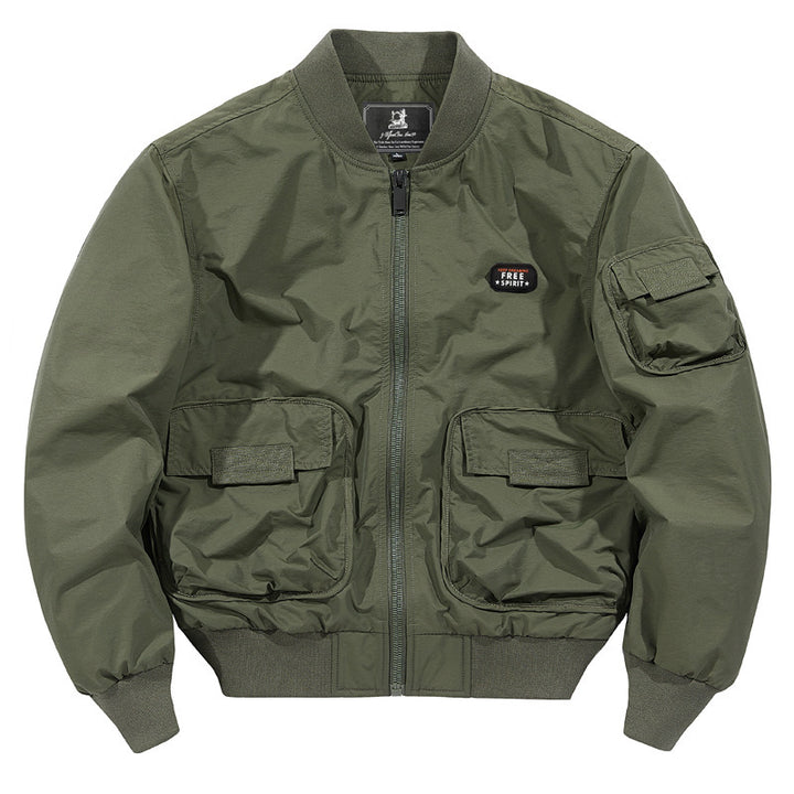 Herren leichter Nylon-Bomber im Utility-Look mit Mehrfachtaschen und Rippbündchen Echoarchiv