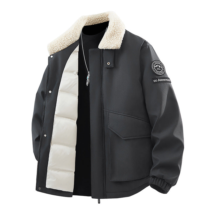 Herren modische Übergangsjacke mit isolierendem Fleecekragen und praktischen Taschen Echoarchiv