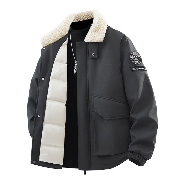 Herren modische Übergangsjacke mit isolierendem Fleecekragen und praktischen Taschen Echoarchiv