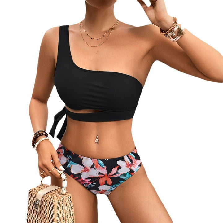 Damen Einseitiger Bikini mit floralem Design und seitlichem Knoten Echo Archiv