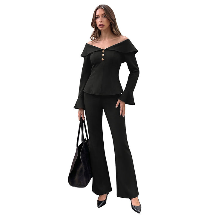 Damen Elegante Peplum-Bluse mit Rüschendetails und Knopfleiste Echo Archiv