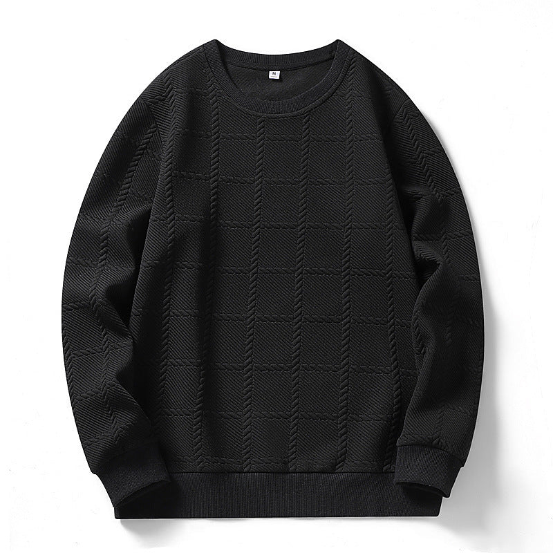Herren Feinstrukturierter Rundhals‑Strickpullover mit Karomuster und lässigem Schnitt Echo Archiv
