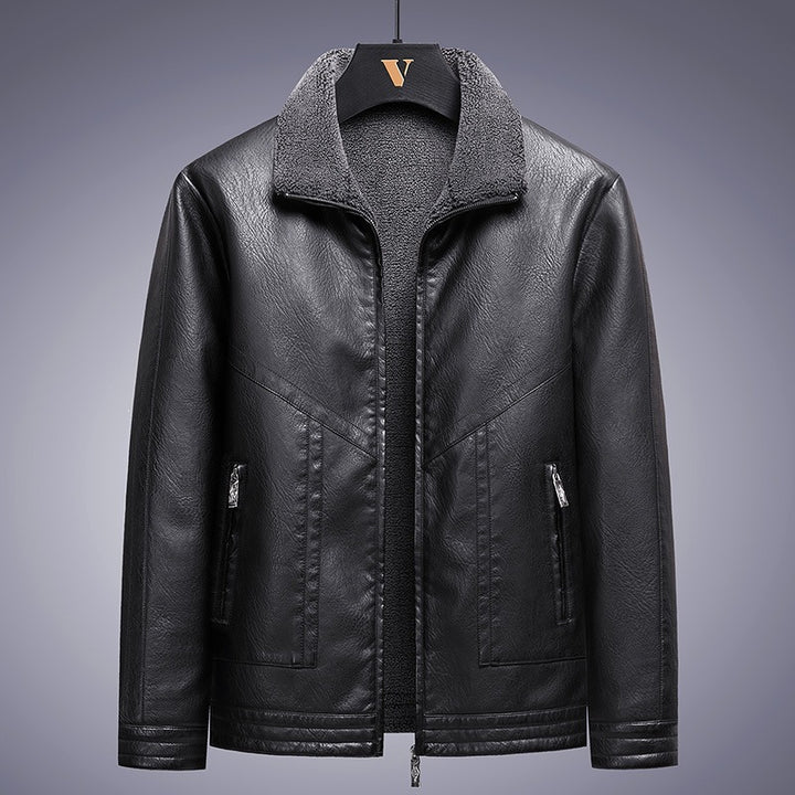 Herren Elegante Kunstlederjacke mit hohem Kragen – Valtoré