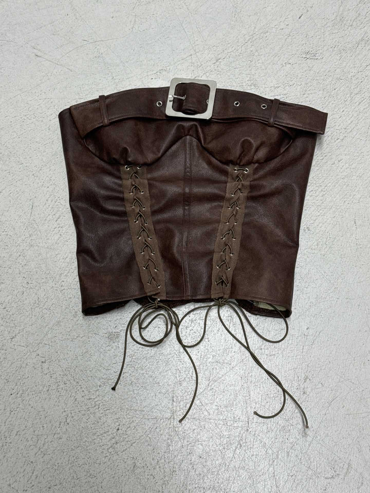 Damenleder-Corsage mit raffinierten Schnürdetails Echo Archiv