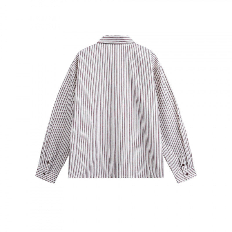 Damen Gestreifte Oversize‑Hemdjacke mit verdecktem Reißverschluss und Brusttasche Echo Archiv
