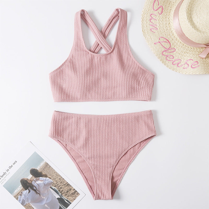 Damen Sportliches Bikini-Set mit hoch geschnittenem Slip und modischem Rückenträger Echo Archiv