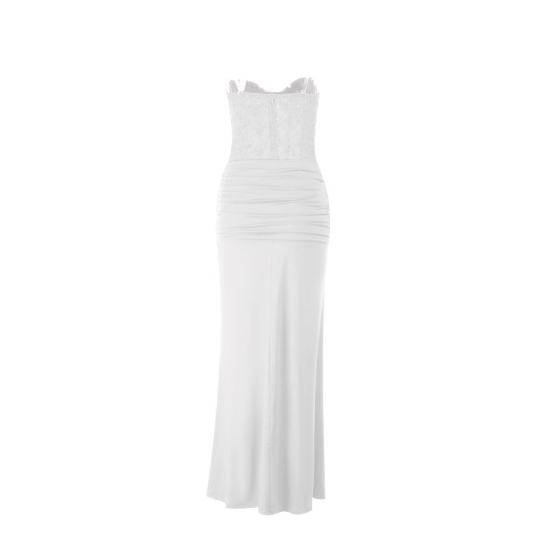 Damen schickes Maxikleid mit elegantem Bustier-Oberteil und gerafftem Rock Echo Archiv