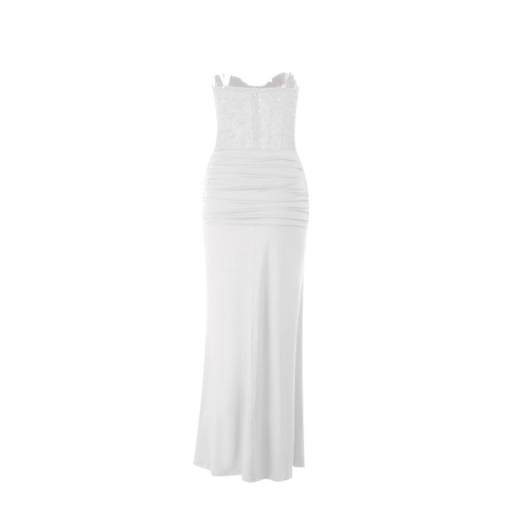 Damen schickes Maxikleid mit elegantem Bustier-Oberteil und gerafftem Rock Echo Archiv