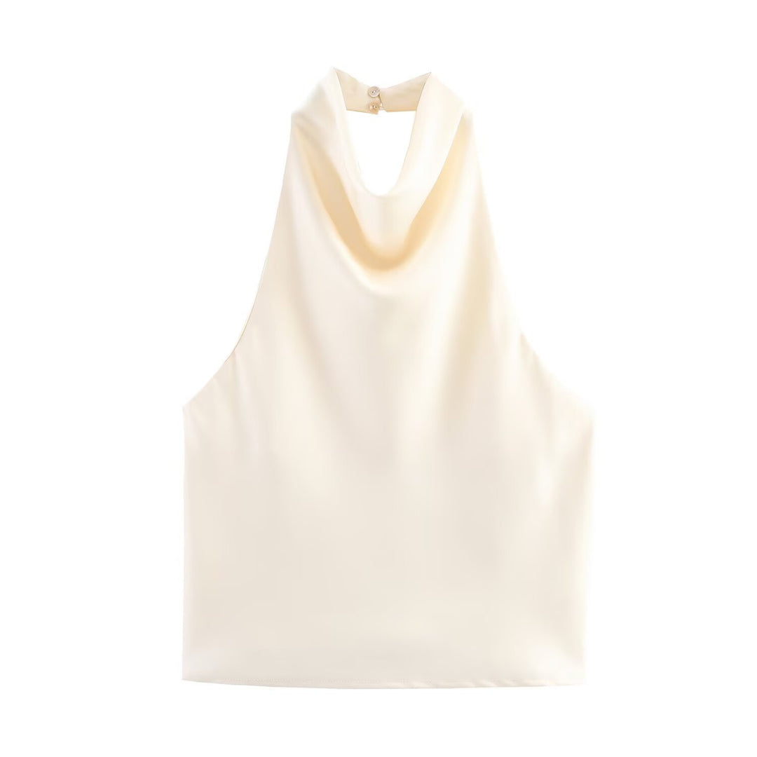 Damen elegantes Haltertop mit fließendem Schnitt und dekorativen Details Echo Archiv