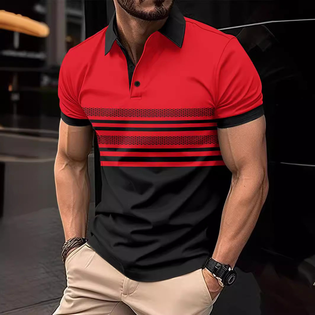 Herren Kurzarm Poloshirt mit innovativem Streifenmuster Echoarchiv