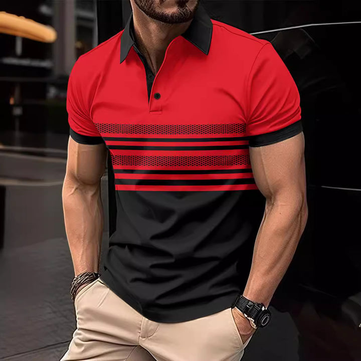 Herren Kurzarm Poloshirt mit innovativem Streifenmuster Echoarchiv