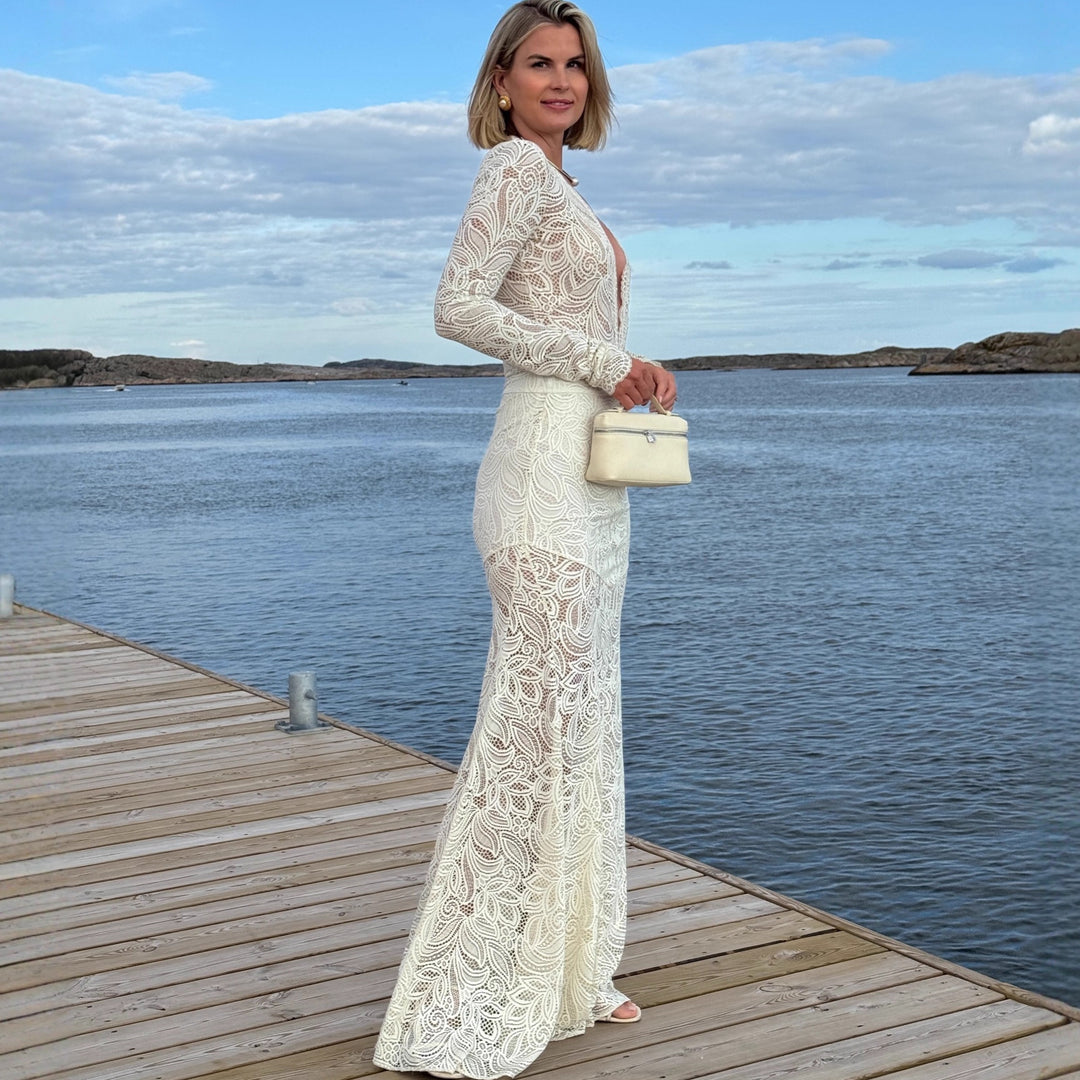 Damen Spitzenrock mit hohem Bund und floraler Stickerei Echo Archiv