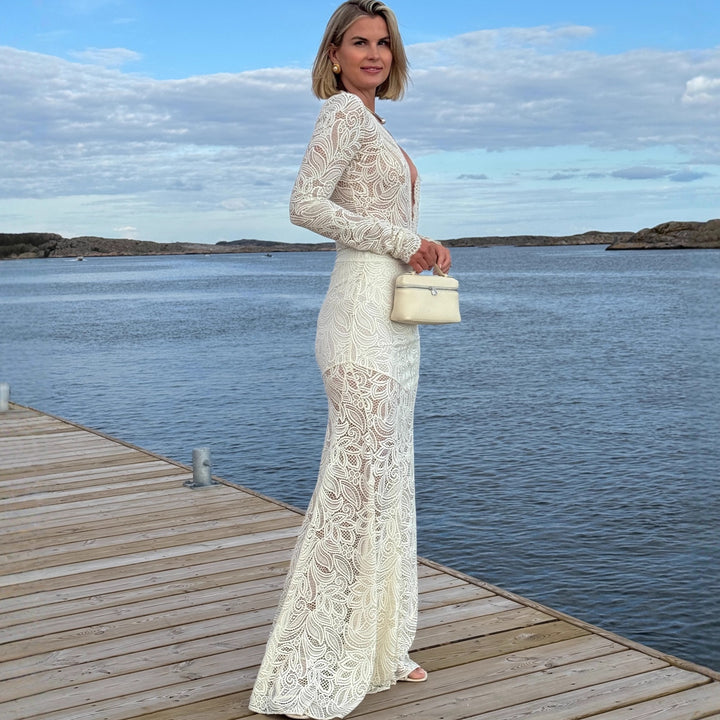 Damen Spitzenrock mit hohem Bund und floraler Stickerei Echo Archiv