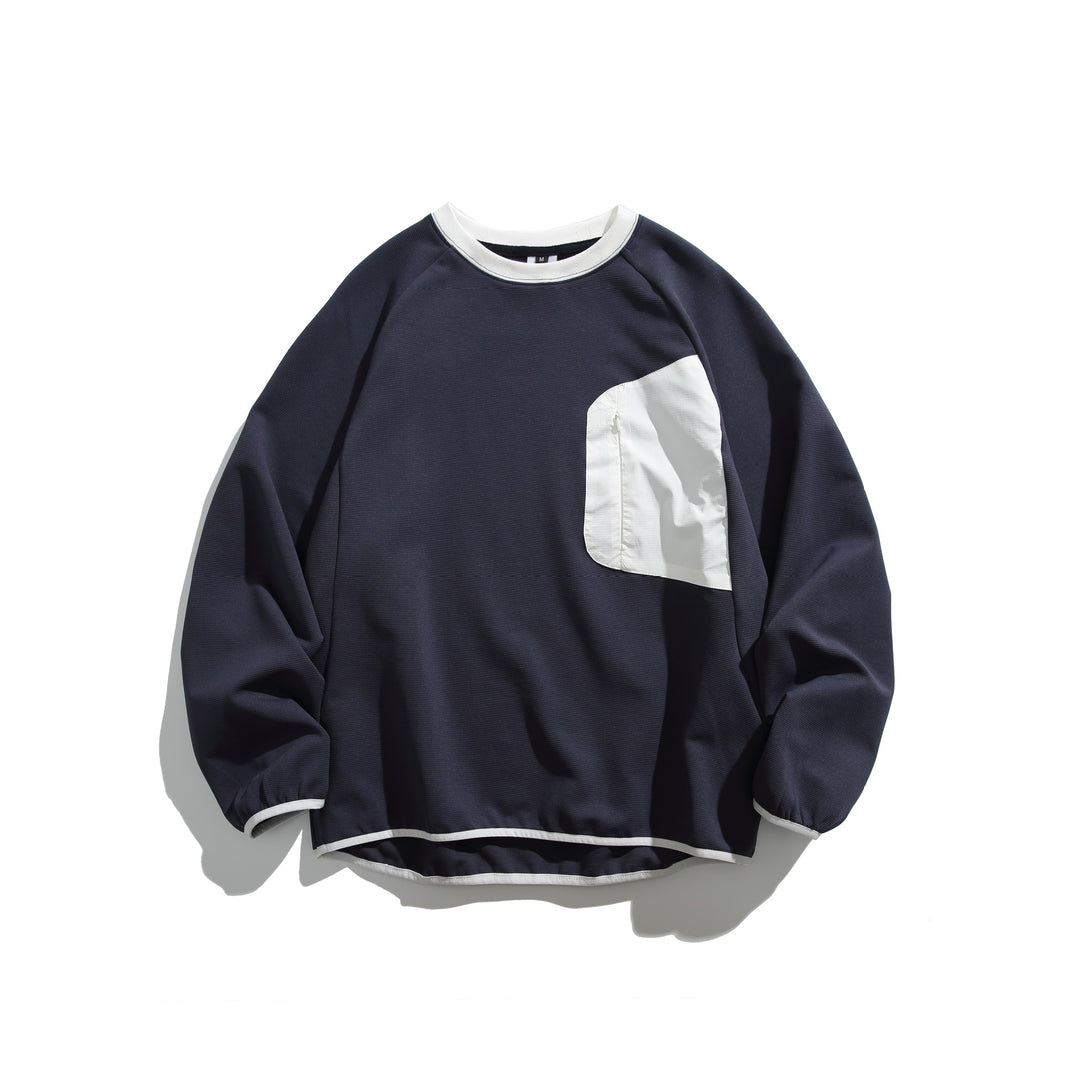 Unisex Boxy‑Sweatshirt mit technischer Rippsstruktur, aufgesetzter Reißverschluss‑Brusttasche und geripptem Saum Echoarchiv