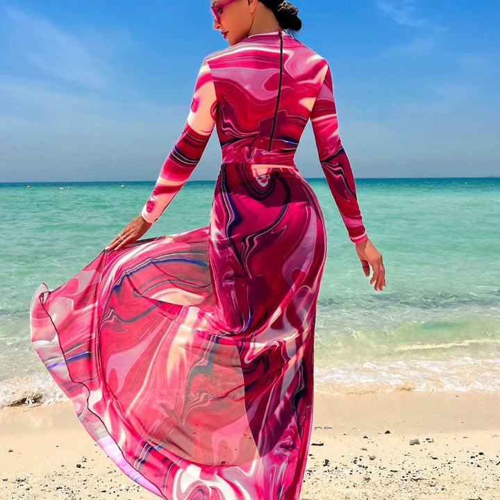 Damen eleganter Strandanzug mit transparentem Rock Echo Archiv
