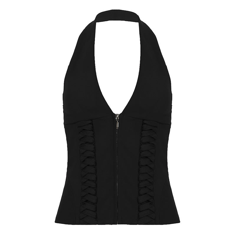 Damen-Haltertop mit raffinierten Zipp-Details und Baumwollmix Echo Archiv