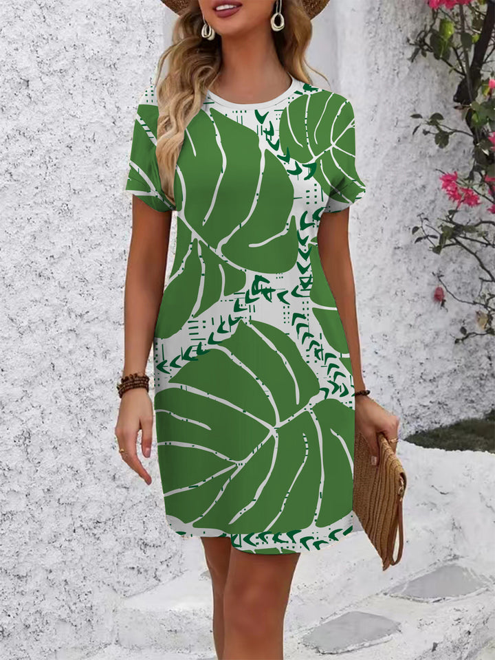 Damen Kurzarm Kleid mit floralem Linienmuster Echo Archiv