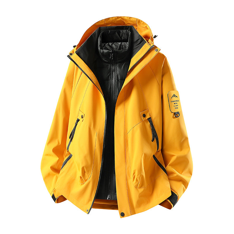 Herren Zwei-in-eins Wetterschutzjacke mit abnehmbarer Steppweste und verstellbarer Kapuze Echoarchiv
