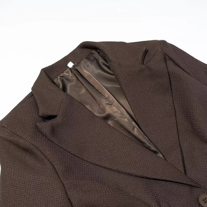 Damen nan taillierter Reversblazer mit elastischem Taillenzug, einreihiger Knopfleiste und stepptem Strukturstoff Echo Archiv