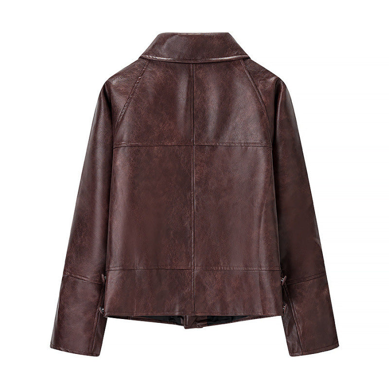 Damen Kurzjacke aus Kunstleder im Boxy‑Cut mit dekorativen Nahtdetails Echo Archiv