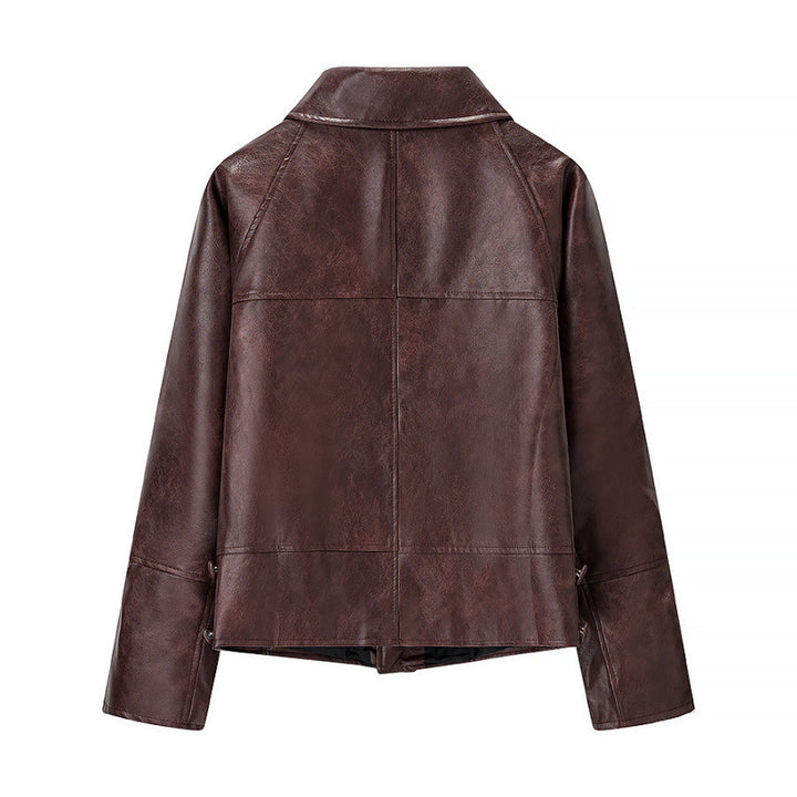 Damen Kurzjacke aus Kunstleder im Boxy‑Cut mit dekorativen Nahtdetails Echo Archiv