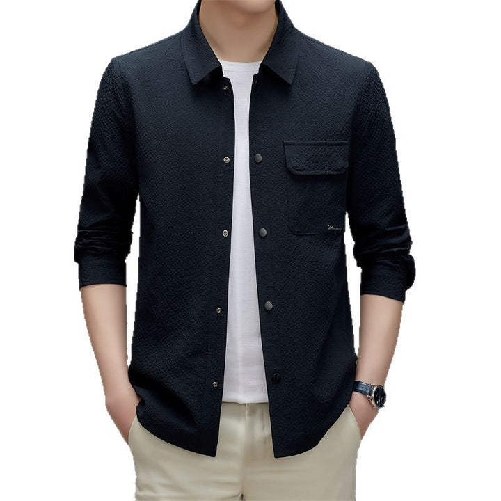Herren Legeres strukturiertes Overshirt mit Brusttasche und Knopfleiste Echo Archiv