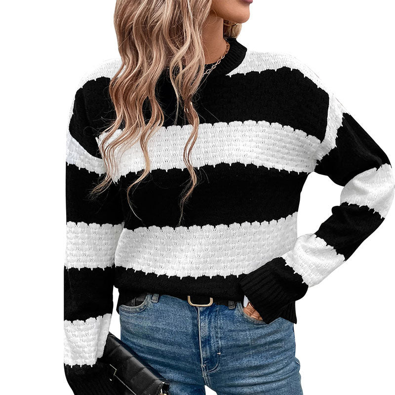 Damen Lässiger Strickpullover mit dekorativen Streifen Echo Archiv